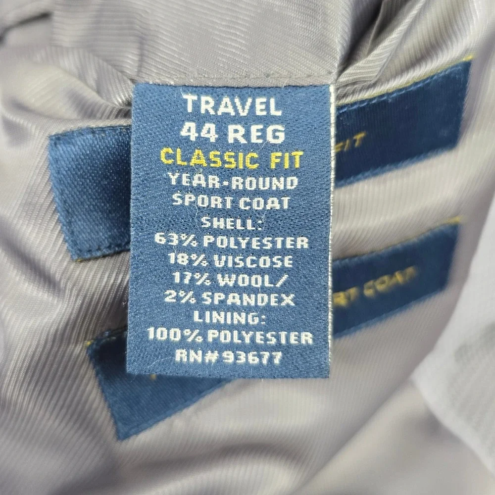 Stafford Mens 44 Reg Classic Fit Year Round Sport‎ Coat Blazer Blue Check